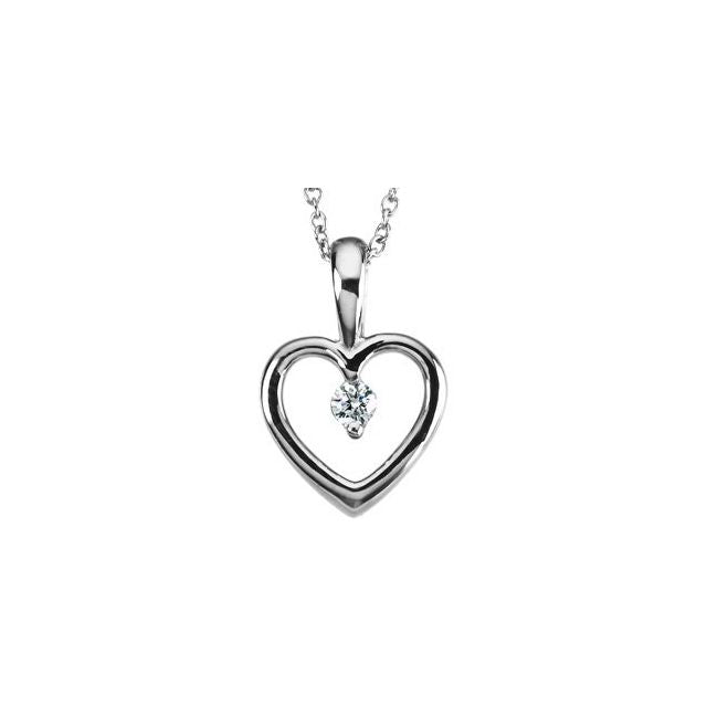 Platinum .07 CT Natural Diamond Heart 18" Necklace