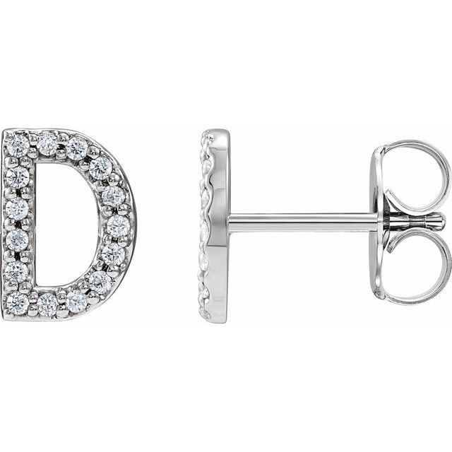 Platinum .06 CTW Natural Diamond Initial D Earring