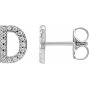 14K White 1/6 CTW Natural Diamond Initial D Earrings