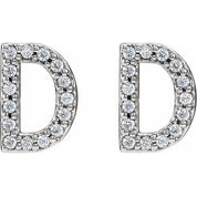 14K White 1/6 CTW Natural Diamond Initial D Earrings