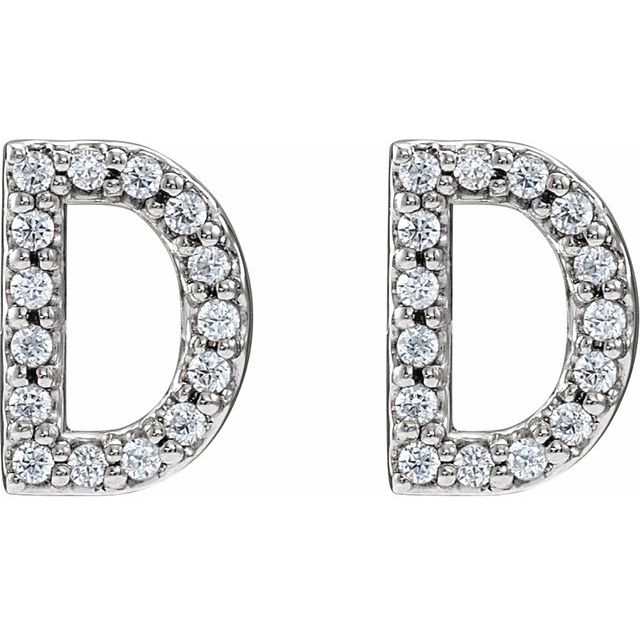 14K White 1/6 CTW Natural Diamond Initial D Earrings