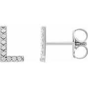 Platinum .07 CTW Natural Diamond Initial L Earrings