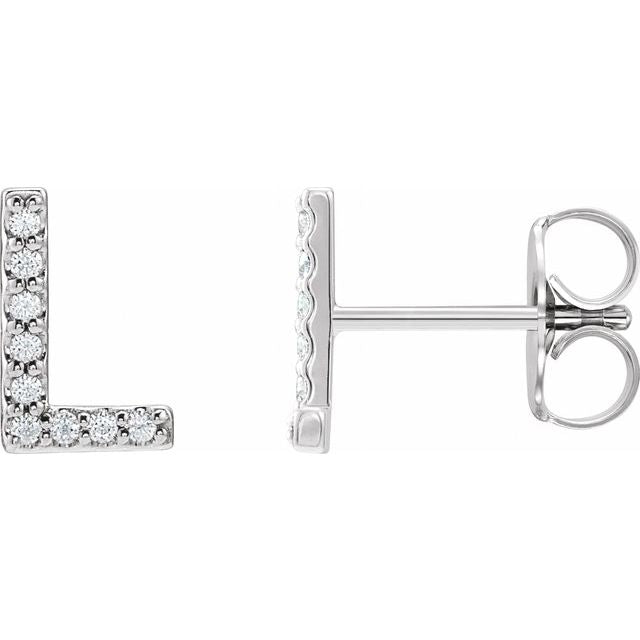 Platinum .07 CTW Natural Diamond Initial L Earrings