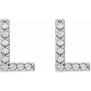 Platinum .07 CTW Natural Diamond Initial L Earrings