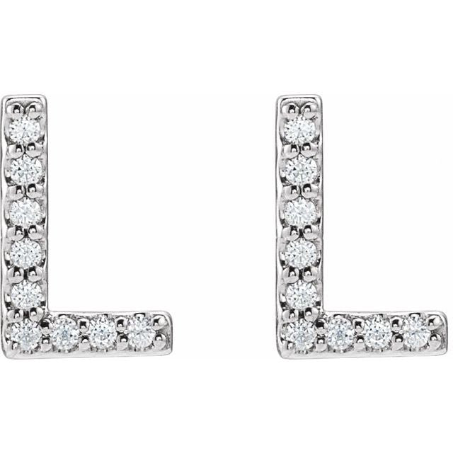 Platinum .07 CTW Natural Diamond Initial L Earrings