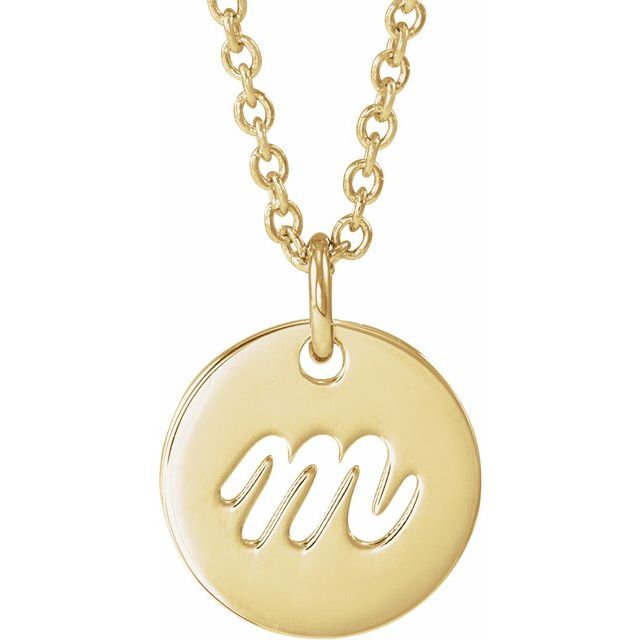 14K Yellow Script Initial M 16-18" Necklace