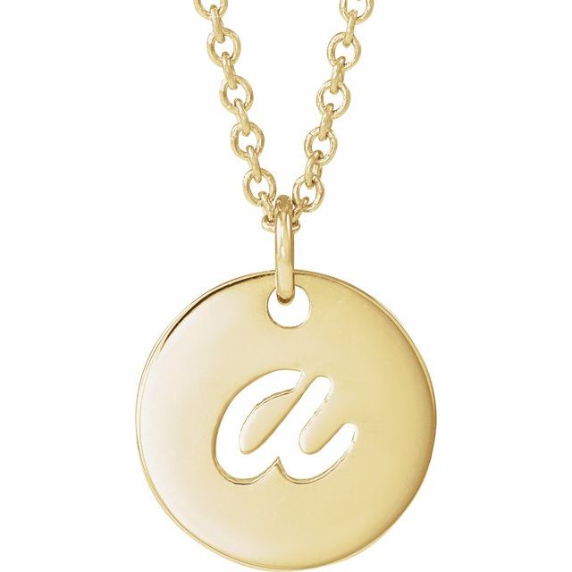 14K Yellow Script Initial A 16-18" Necklace