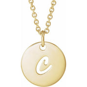 14K Yellow Script Initial C 16-18" Necklace