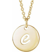 14K Yellow Script Initial E 16-18" Necklace