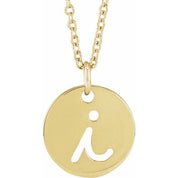 14K Yellow Script Initial I 16-18" Necklace
