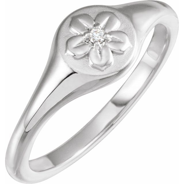 Platinum .015 CT Natural Diamond Floral Ring