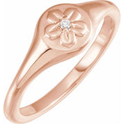 14K Rose .015 CT Natural Diamond Floral Ring