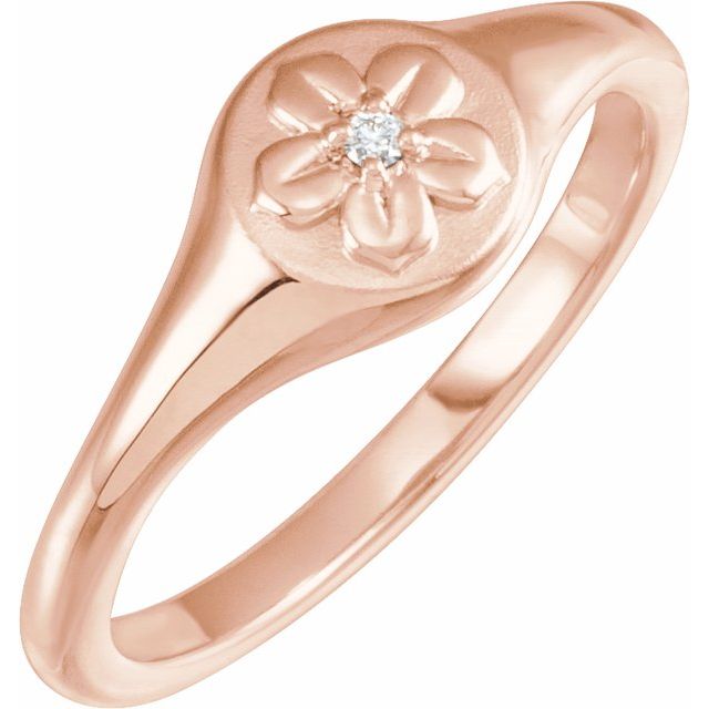 14K Rose .015 CT Natural Diamond Floral Ring