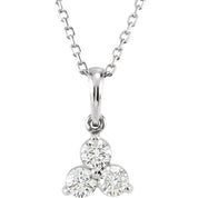 14K White 1/3 CTW Diamond Three-Stone 18" Necklace