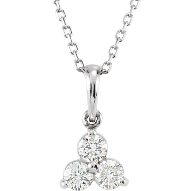 14K White 1/3 CTW Diamond Three-Stone 18" Necklace