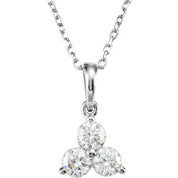 14K White 1/2 CTW Diamond Three-Stone 18" Necklace