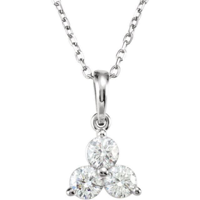 14K White 1/2 CTW Diamond Three-Stone 18" Necklace