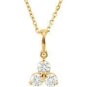 14K Yellow 1/3 CTW Diamond Three-Stone 18" Necklace
