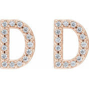 14K Rose 1/6 CTW Natural Diamond Initial D Earrings