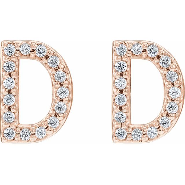 14K Rose 1/6 CTW Natural Diamond Initial D Earrings