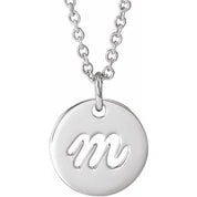 Sterling Silver Script Initial M 16-18" Necklace
