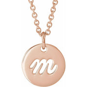 14K Rose Script Initial M 16-18" Necklace