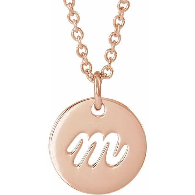 14K Rose Script Initial M 16-18" Necklace