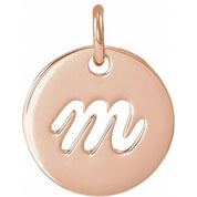 14K Rose Script Initial M Pendant