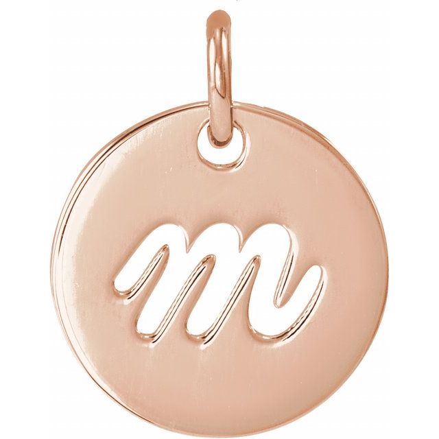 14K Rose Script Initial M Pendant