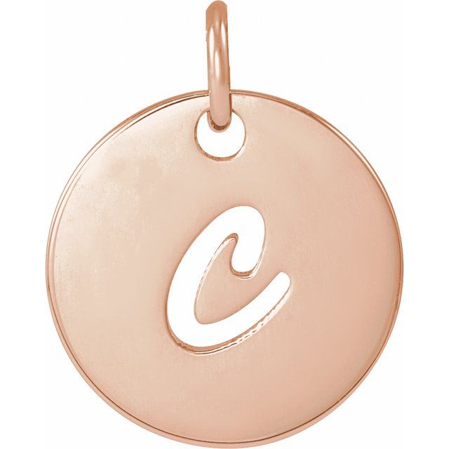 14K Rose Script Initial C Pendant