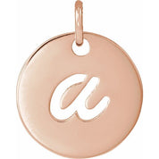 14K Rose Script Initial A Pendant