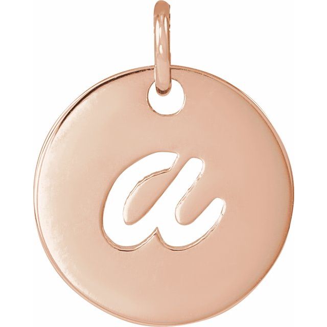 14K Rose Script Initial A Pendant