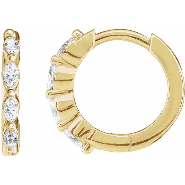 14K Yellow Gold 1/6 CTW Natural Diamond 12mm Hoop Earrings - Elegant Jewelry by Brand