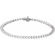 14k Diamond Three Prong Tennis Bracelet 7 1/4" Line Length
