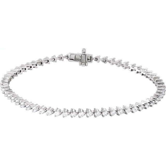 14k Diamond Three Prong Tennis Bracelet 7 1/4" Line Length