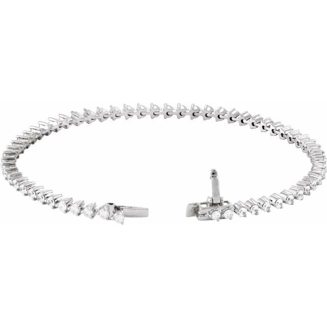 14k Diamond Three Prong Tennis Bracelet 7 1/4" Line Length