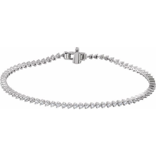 14k Diamond Three Prong Tennis Bracelet 7 1/4" Line Length