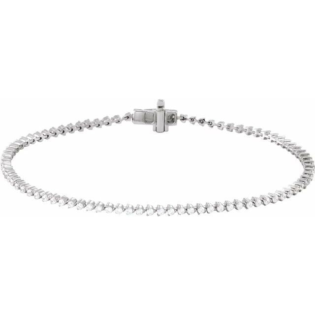 14k Diamond Three Prong Tennis Bracelet 7 1/4" Line Length
