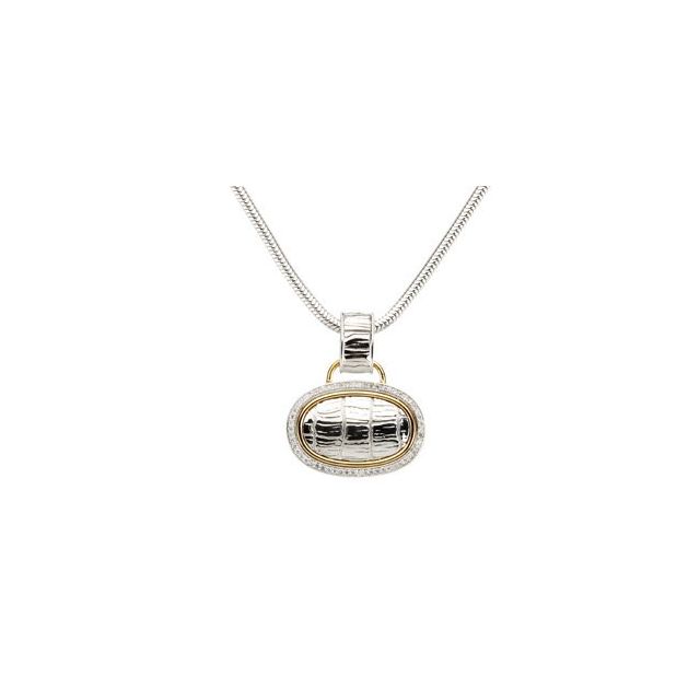 Sterling Silver & 14K Yellow 1/3 CTW Natural Diamond Alligator Skin 18" Necklace