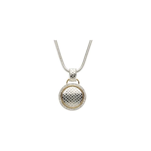 Sterling Silver & 14K Yellow 1/3 CTW Natural Diamond Snake Skin 18" Necklace