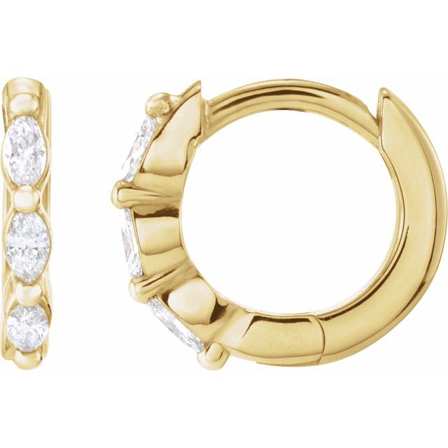 14K Yellow Gold 1/10 CTW Natural Diamond 10 mm Hoop Earrings
