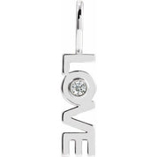 Platinum .03 CT Natural Diamond Love Charm/Pendant