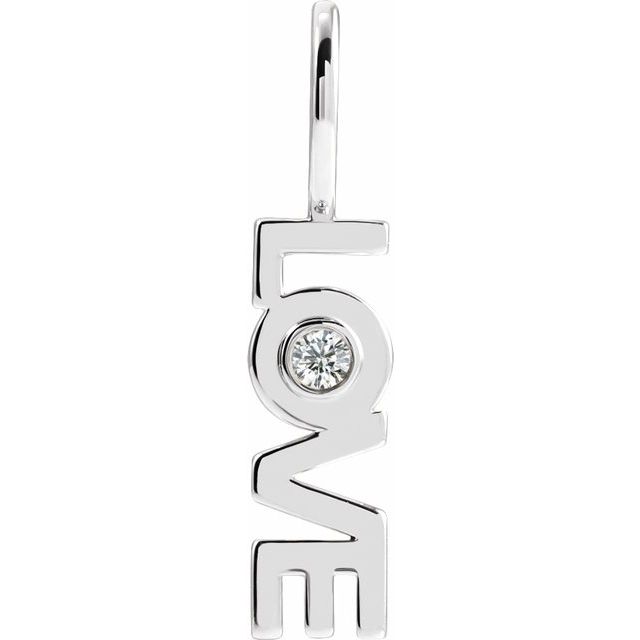 Platinum .03 CT Natural Diamond Love Charm/Pendant