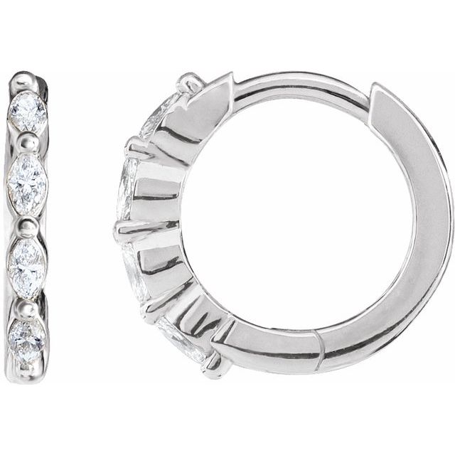 14K White Gold 1/6 CTW Natural Diamond 12mm Hoop Earrings
