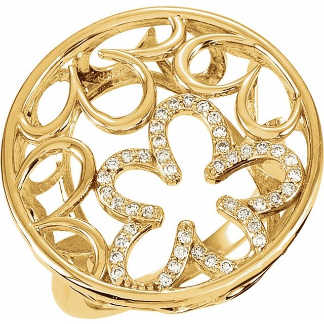 14K Yellow 1/5 CTW Natural Diamond Floral Ring