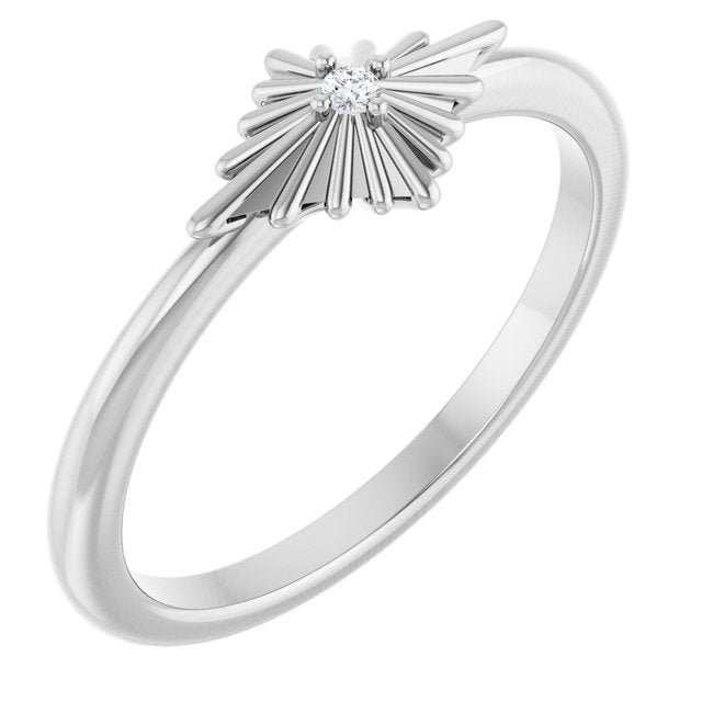 Sterling Silver .015 CT Natural Diamond Star Ring