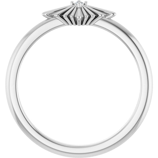 Sterling Silver .015 CT Natural Diamond Star Ring