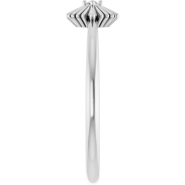 Sterling Silver .015 CT Natural Diamond Star Ring