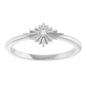 Sterling Silver .015 CT Natural Diamond Star Ring
