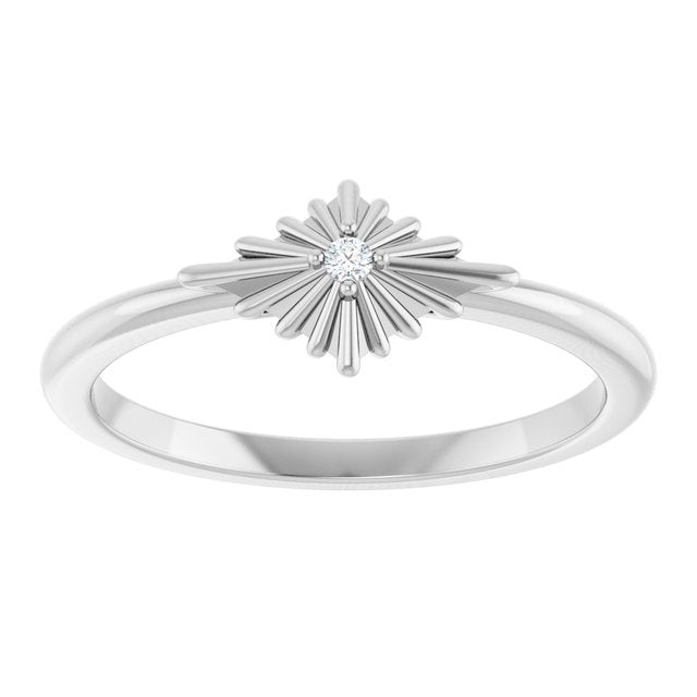 Sterling Silver .015 CT Natural Diamond Star Ring